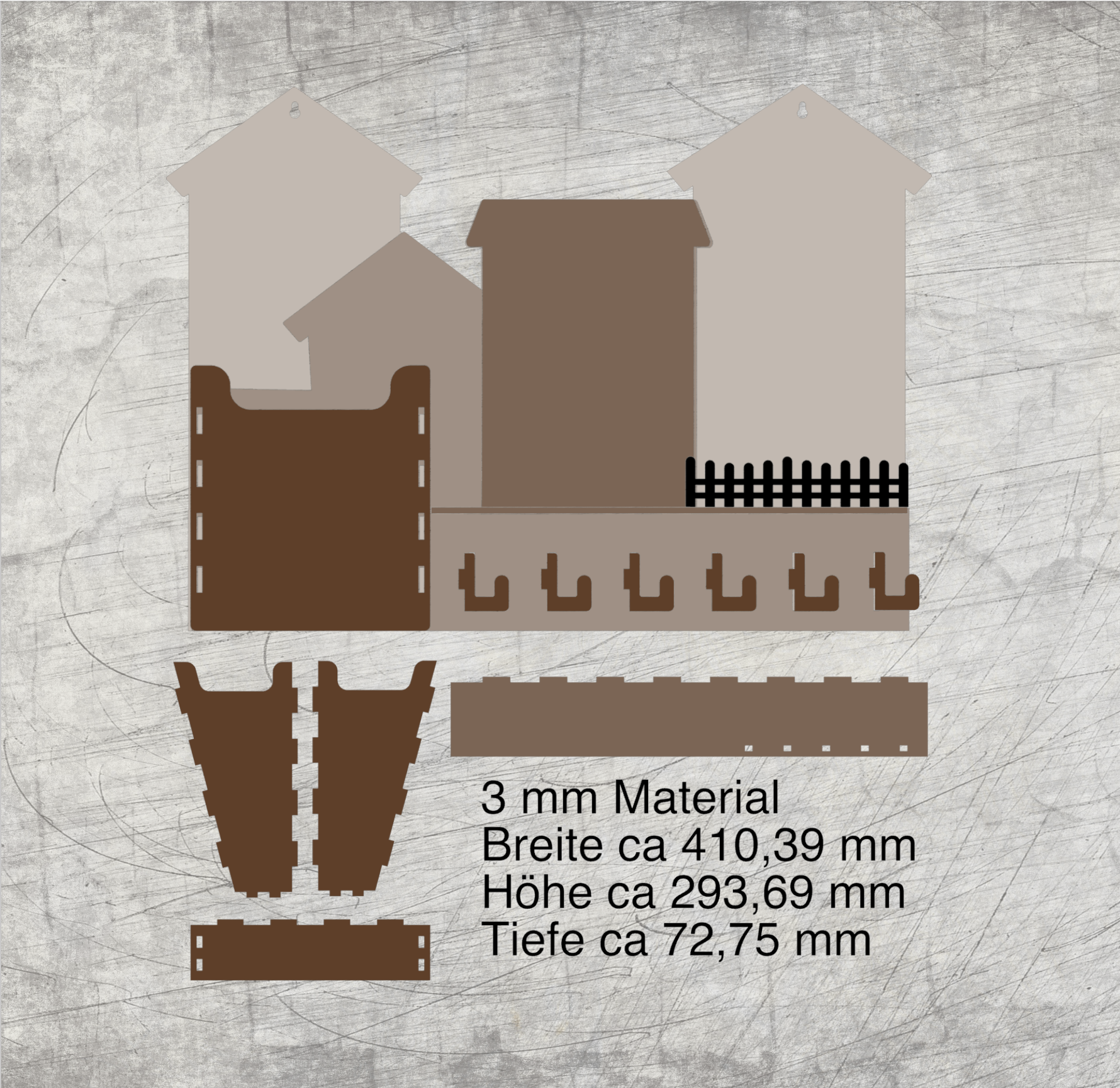 Schlüsselbrett Laserdatei 3mm – SVG DXF für Laser