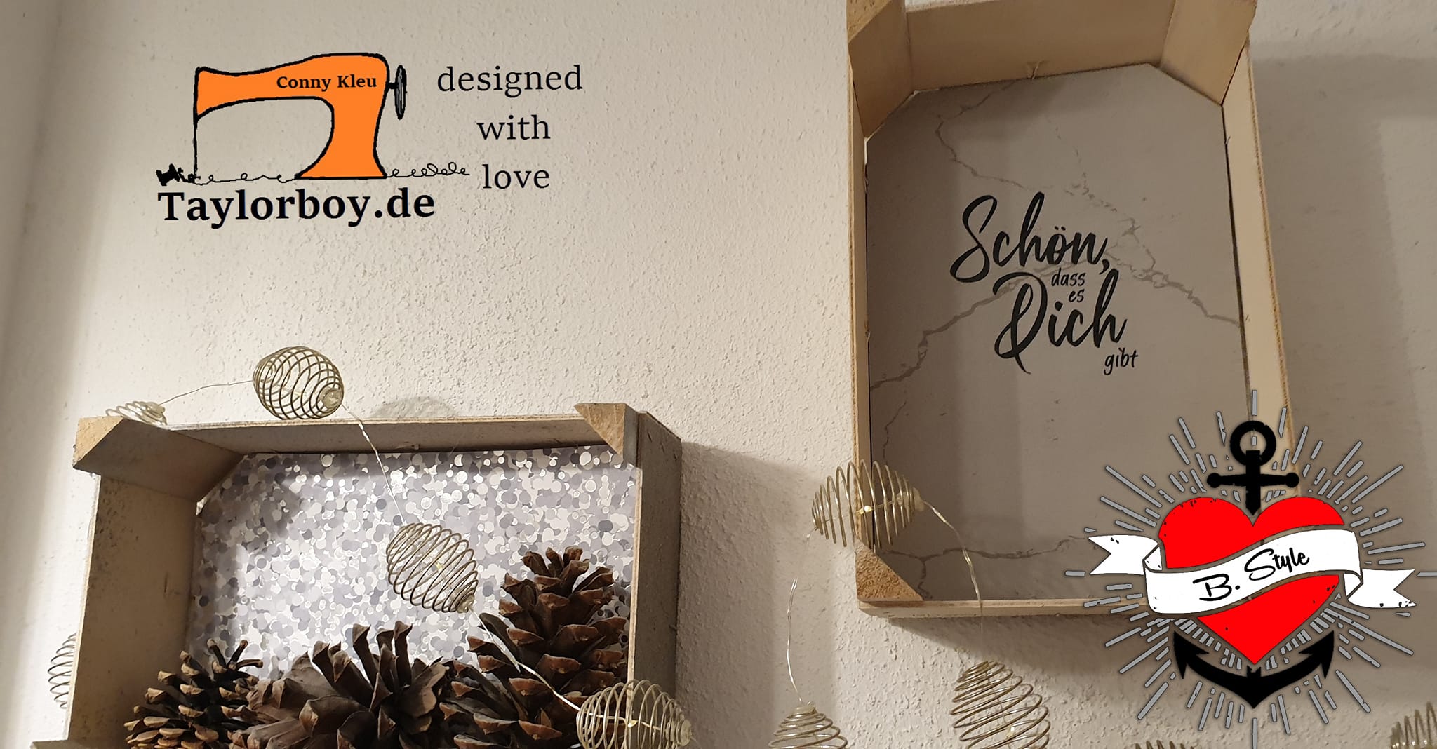 Wandkunst mit dem inspirierenden Spruch "Schön, dass es dich gibt" in einem stilvollen Rahmen, hergestellt mit der Plotterdatei von easy-sticks – die perfekte Ergänzung für Ihr Zuhause.