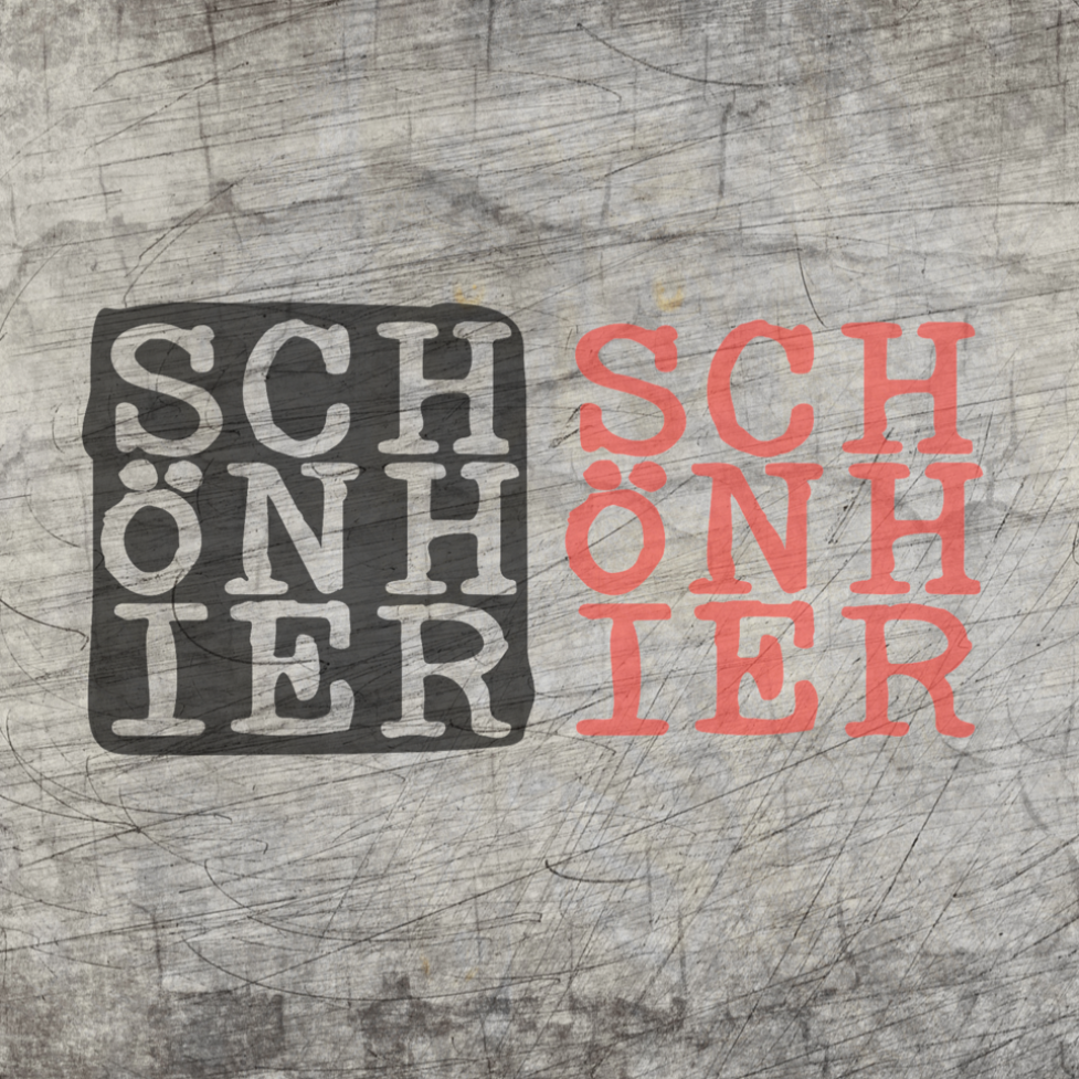 Die "SCHÖN HIER" Plotterdatei von easy-sticks zeigt ein kreatives Design mit dem Schriftzug "SCHÖN HIER" in verschiedenen Farben, ideal für DIY-Projekte.