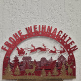 Frohe Weihnachten Schwibbogen Plotter datei zum Downloaden und basteln verschenken Weihnachtsgeschenk  Wald Rentiere Weihnachtsmann Nikolaus
