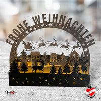 Frohe Weihnachten Schwibbogen Laser datei zum Downloaden und basteln verschenken Weihnachtsgeschenk  Wald Rentiere Weihnachtsmann xtool Nikolaus