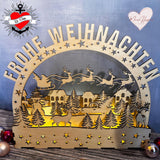 Frohe Weihnachten Schwibbogen Laser datei zum Downloaden und basteln verschenken Weihnachtsgeschenk  Wald Rentiere Weihnachtsmann Nikolaus