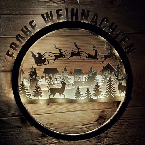 Frohe Weihnachten Schwibbogen Plotter datei zum Downloaden und basteln verschenken Weihnachtsgeschenk  Wald Rentiere Weihnachtsmann Nikolaus