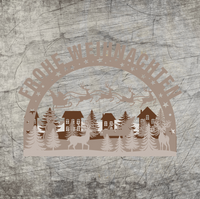 Frohe Weihnachten Schwibbogen Plotter datei zum Downloaden und basteln verschenken Weihnachtsgeschenk  Wald Rentiere Weihnachtsmann Nikolaus