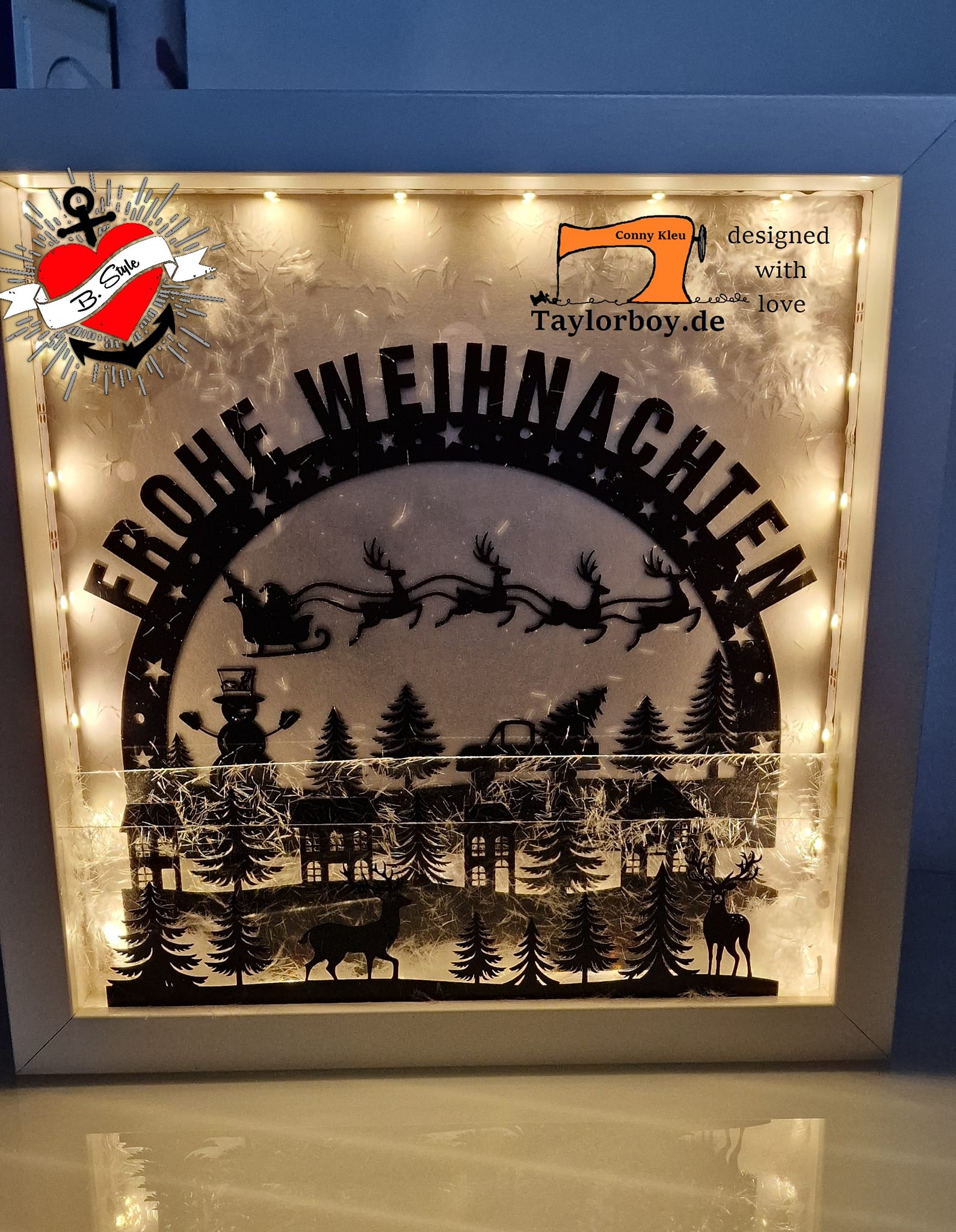 Frohe Weihnachten Schwibbogen Plotter datei zum Downloaden und basteln verschenken Weihnachtsgeschenk  Wald Rentiere Weihnachtsmann Nikolaus deko