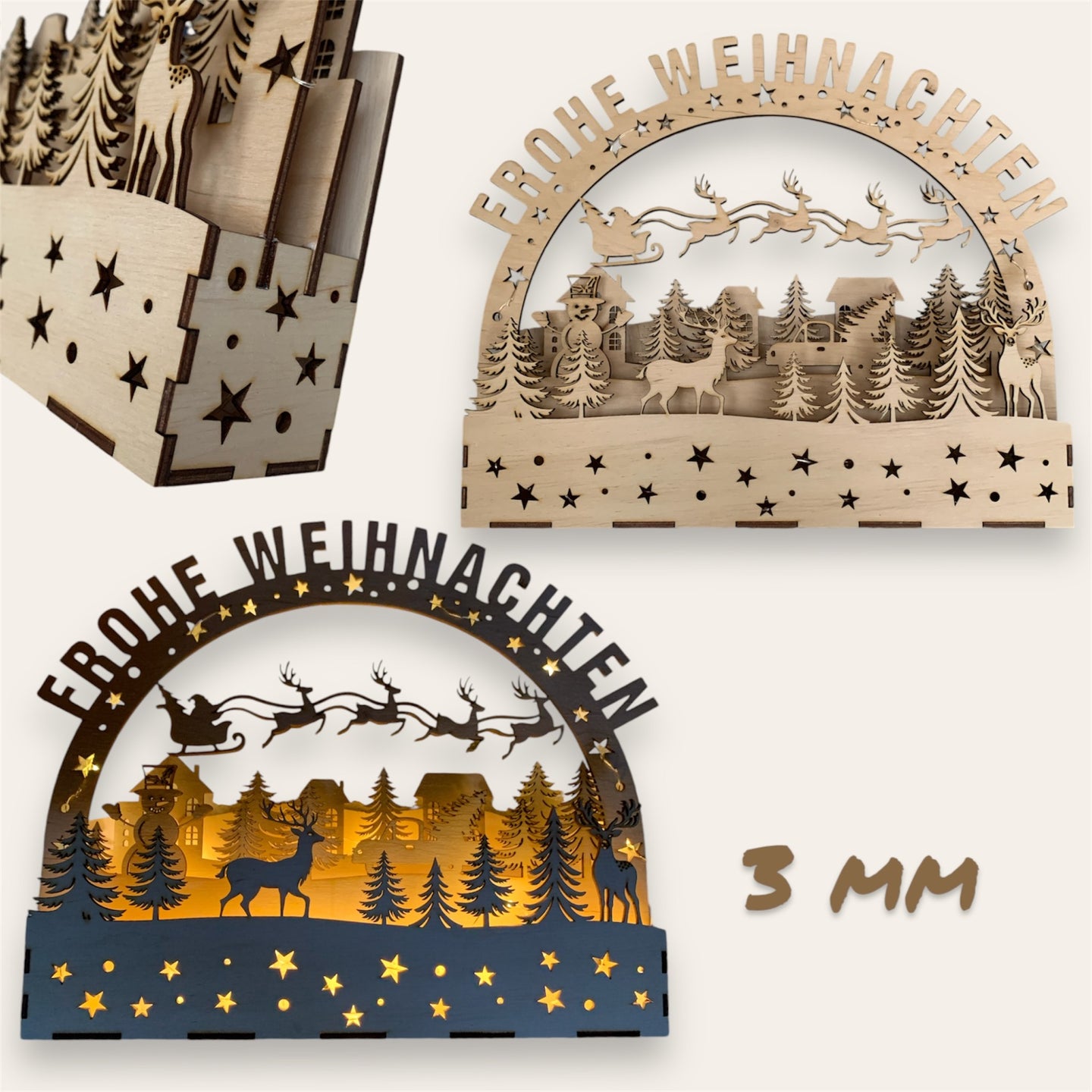 Frohe Weihnachten Schwibbogen 3mm Holz Laser datei zum Downloaden und basteln verschenken Weihnachtsgeschenk 