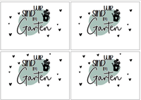Schöne "Wir sind im Garten" Karten von easy-sticks, ideal für Gartenbesuche und kreative Anlässe, im handlichen Format DIN A5 und A6 zum Downloaden und Ausdrucken.