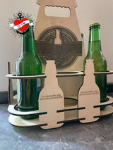 Sixpack_Bild: Bild mit Laserdatei aus Holz für 3 und 4 mm Bierträger, Sixpack zum tragen für Flaschen und Schriftzug Wenn Wasser nicht ausreicht