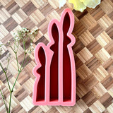 201 pinke Silikonform von Easy-Sticks mit drei schmalen Hasen, kreativ für verschiedene Materialien. Silikonform - 3 schmale Hasen.