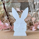 Hase mit Herzsonnenbrille von Easy-Sticks, Silikonform in weiß, geeignet für detailreiche Gießprojekte.