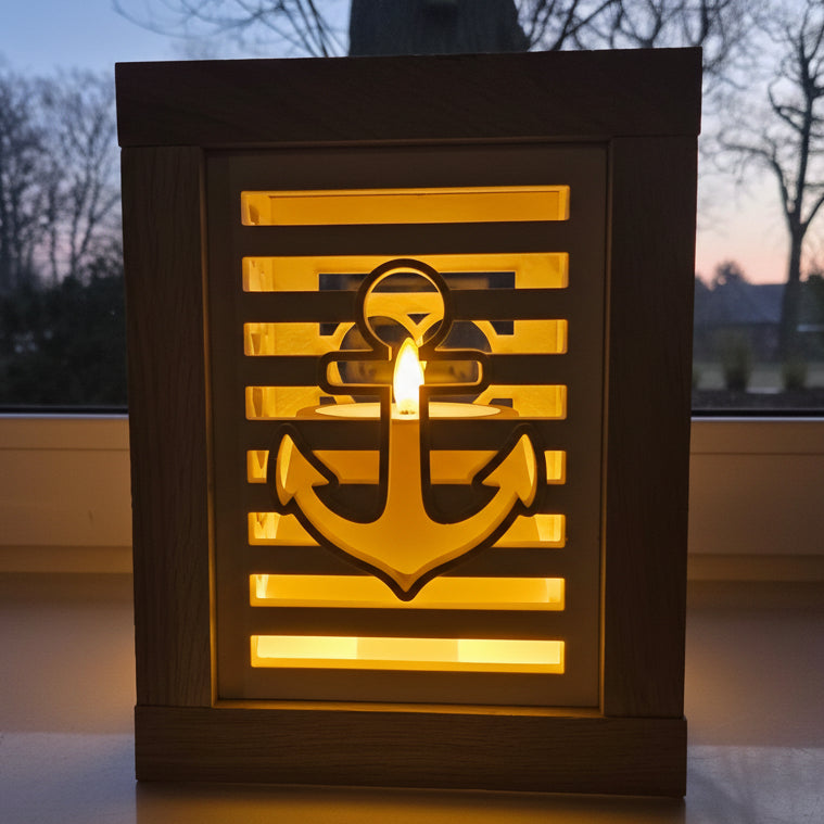 Silikonform - Anker Laternen Seitenteil Gießform Holz Laterne basteln beleuchtet Sommer Bastelidee Anker maritime deko handmade