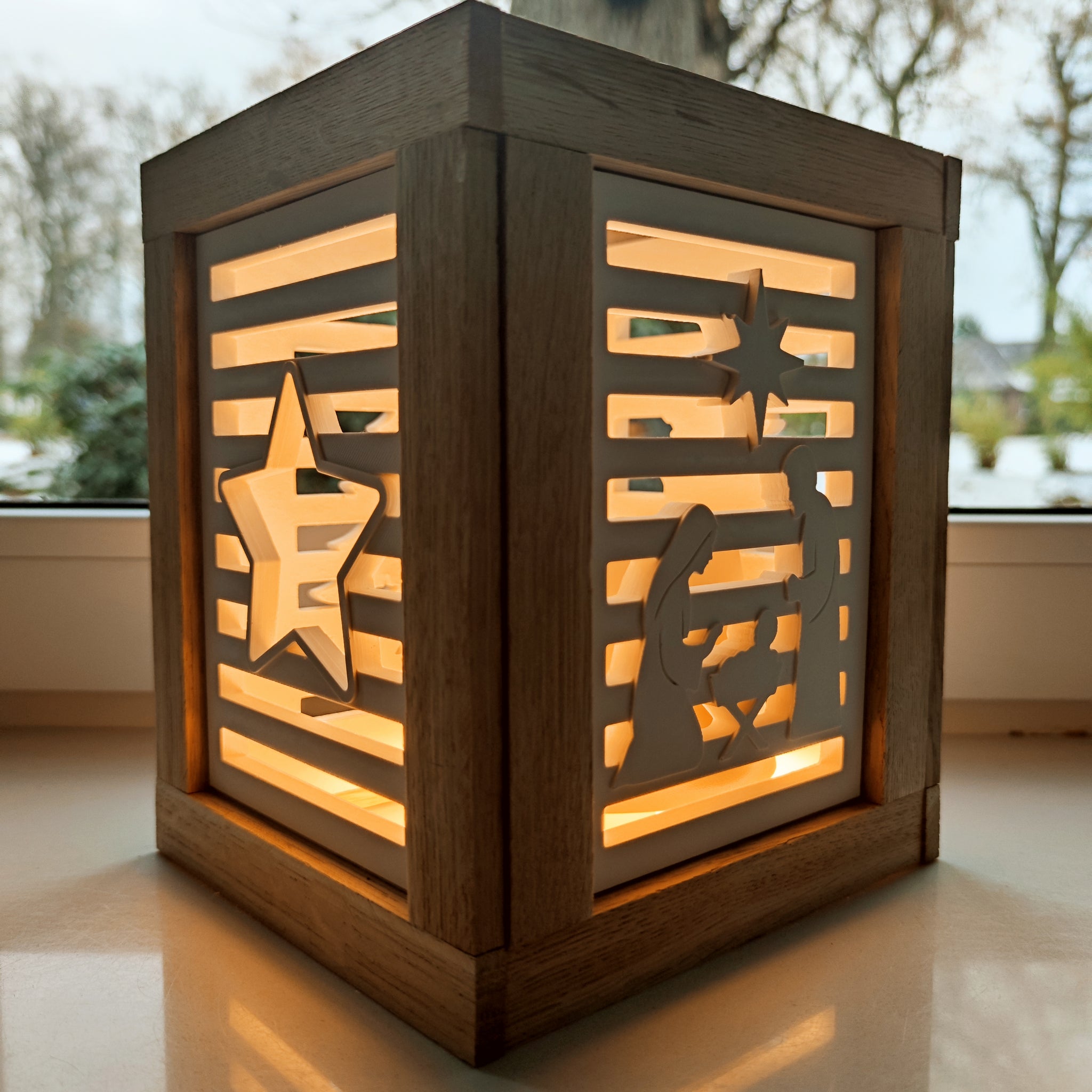 Laterne basteln Silikonform - Krippe Laterne DIY Seitenteil basteln Weihnachten WinterBastelidee