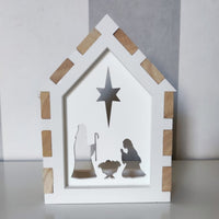 Silikonform - Krippen Seite für Haus Rahmen Form Maria, Joseph, Jesus