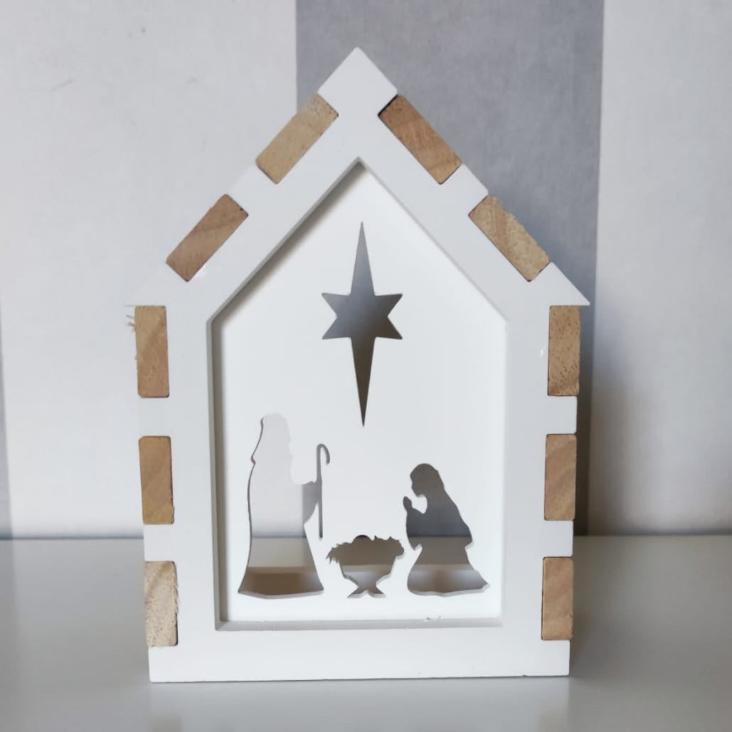 Silikonform - Krippen Seite für Haus Rahmen Form Maria, Joseph, Jesus