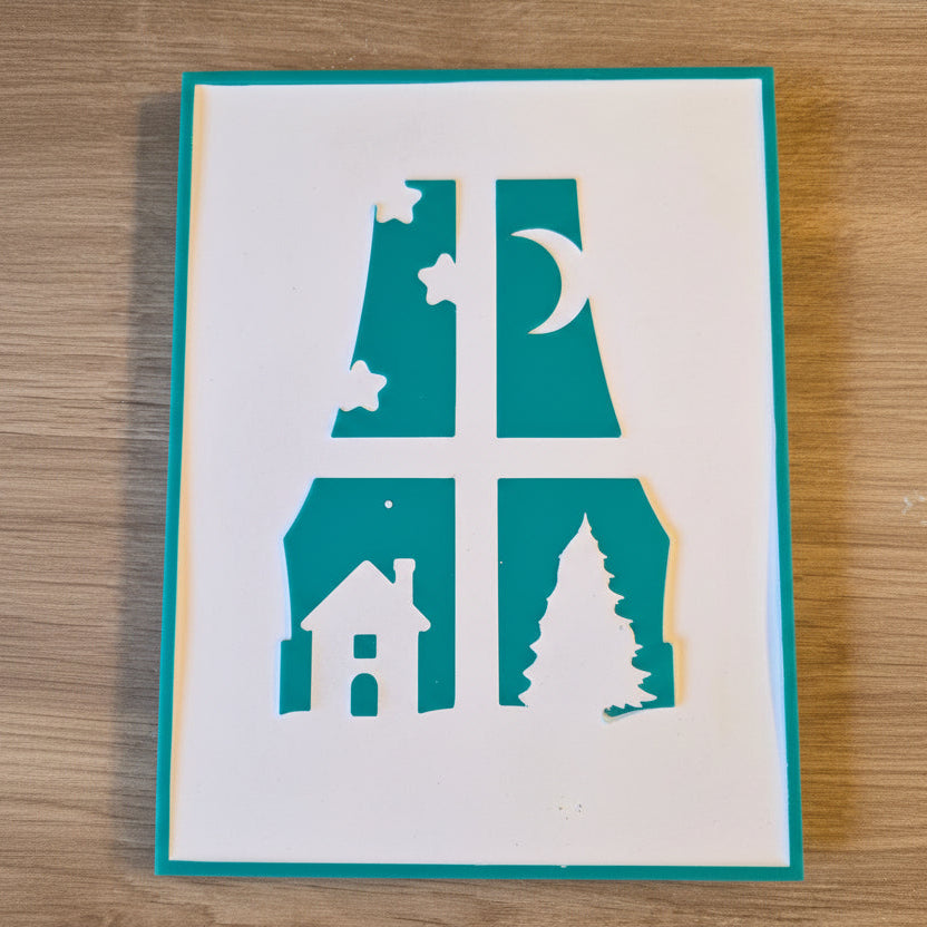 Silikonform Gießform Winter Vorhang Laterne zum Befüllen mit Gießpulver Keraflott, Kerakraft, Raysin, Venusarm 