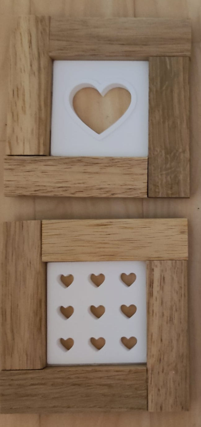 Silikonform Herzchen Rahmen aus Holz Klötzchen
