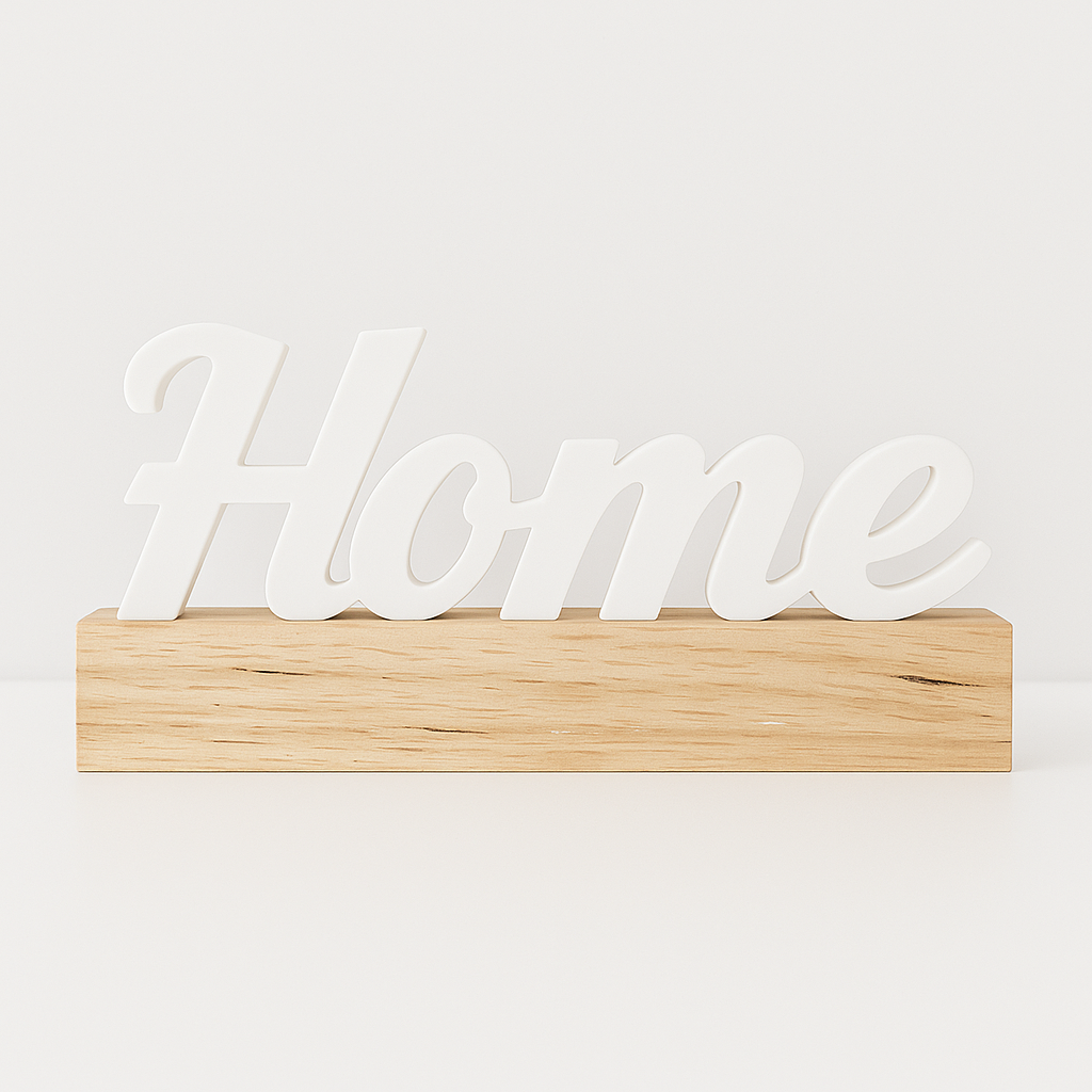 Easy-Sticks Einschieber Silikonform - Home, stilvolles Deko-Element mit dem Schriftzug 'Home' auf einem Holzsockel, perfekt für individuelle Wohnaccessoires.