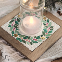 Silikonform – Winterbeeren Lichtfliese Mosaik mit Easy-Sticks Holz Rahmen