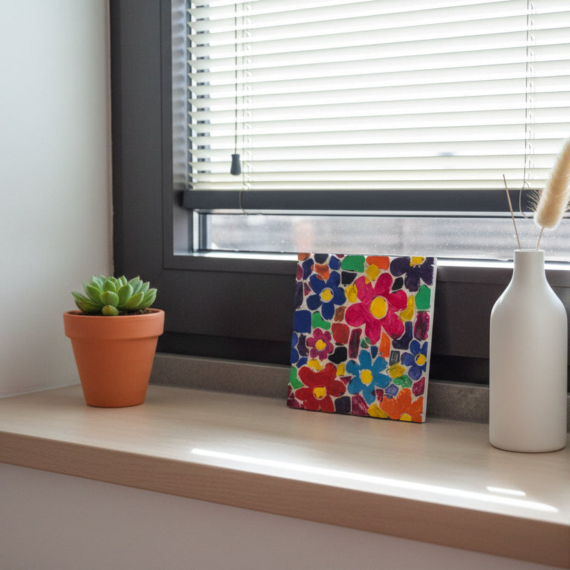 Silikonform angemalt vom 7 jährigen Mädchen - Geschenkidee Muttertag, Geburtstag