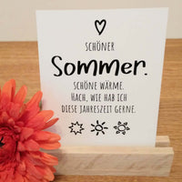 Die Rückseite ist weiß und gut beschreibbar.
Perfekt für die Kartenhalter!
1. Hallo Frühling!
2. Schöner Sommer.
3. Das muss der Herbst sein.
4. Winter: Kalte Hände, warmes Herz!
5. Wunderschöne Ostern!
6. Frohe Weihnachten!