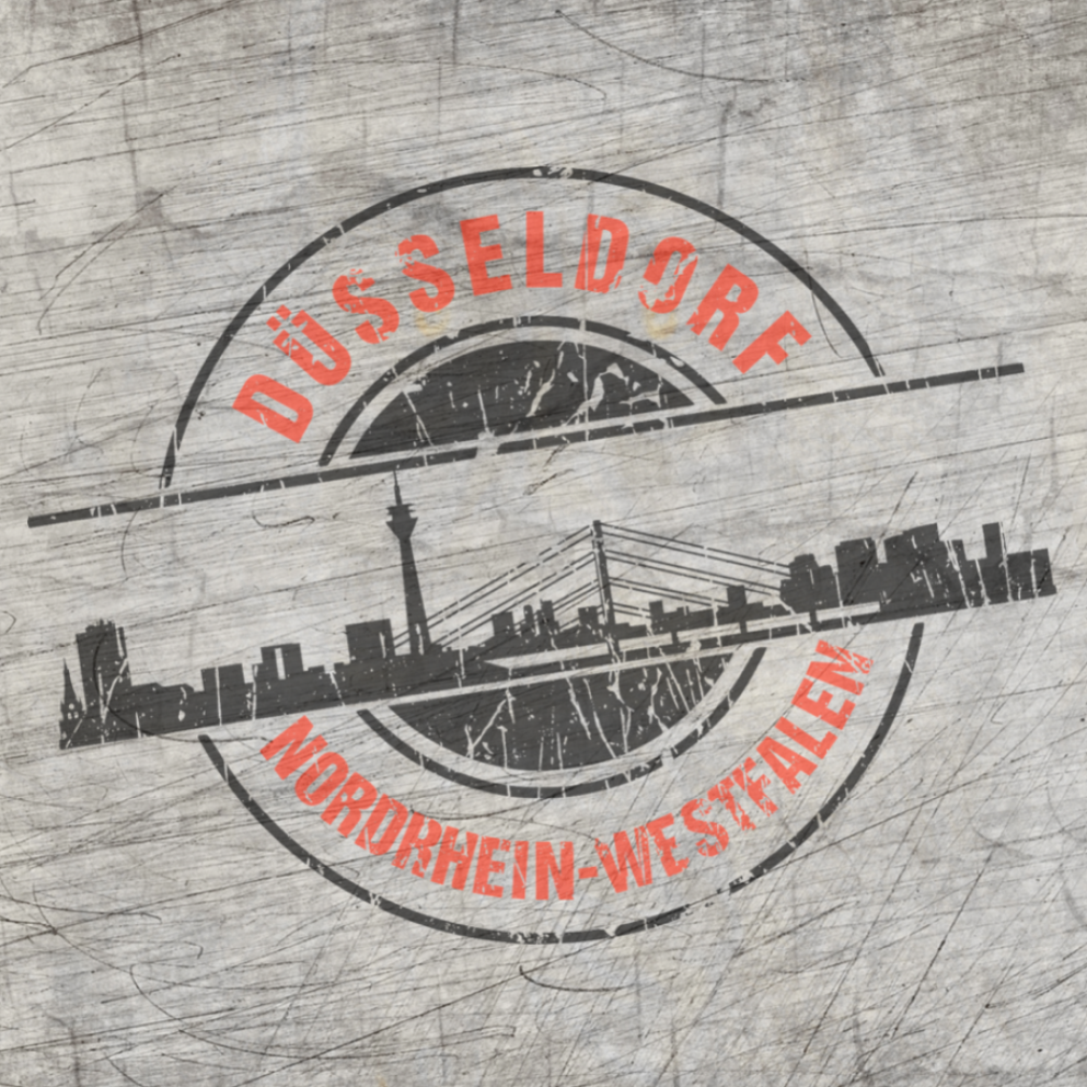 Stempel Skyline Düsseldorf von easy-sticks in einer detaillierten Grafik, die das Skyline-Design der Stadt Düsseldorf zeigt, ideal für kreative Projekte mit der Plotterdatei.