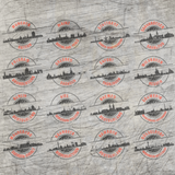 Stempel Skyline Set 16 Landeshauptstädte von easy-sticks, zeigt ein kreatives Design mit Skyline-Abbildungen deutscher Landeshauptstädte, auf rustikalem Hintergrund angeordnet.