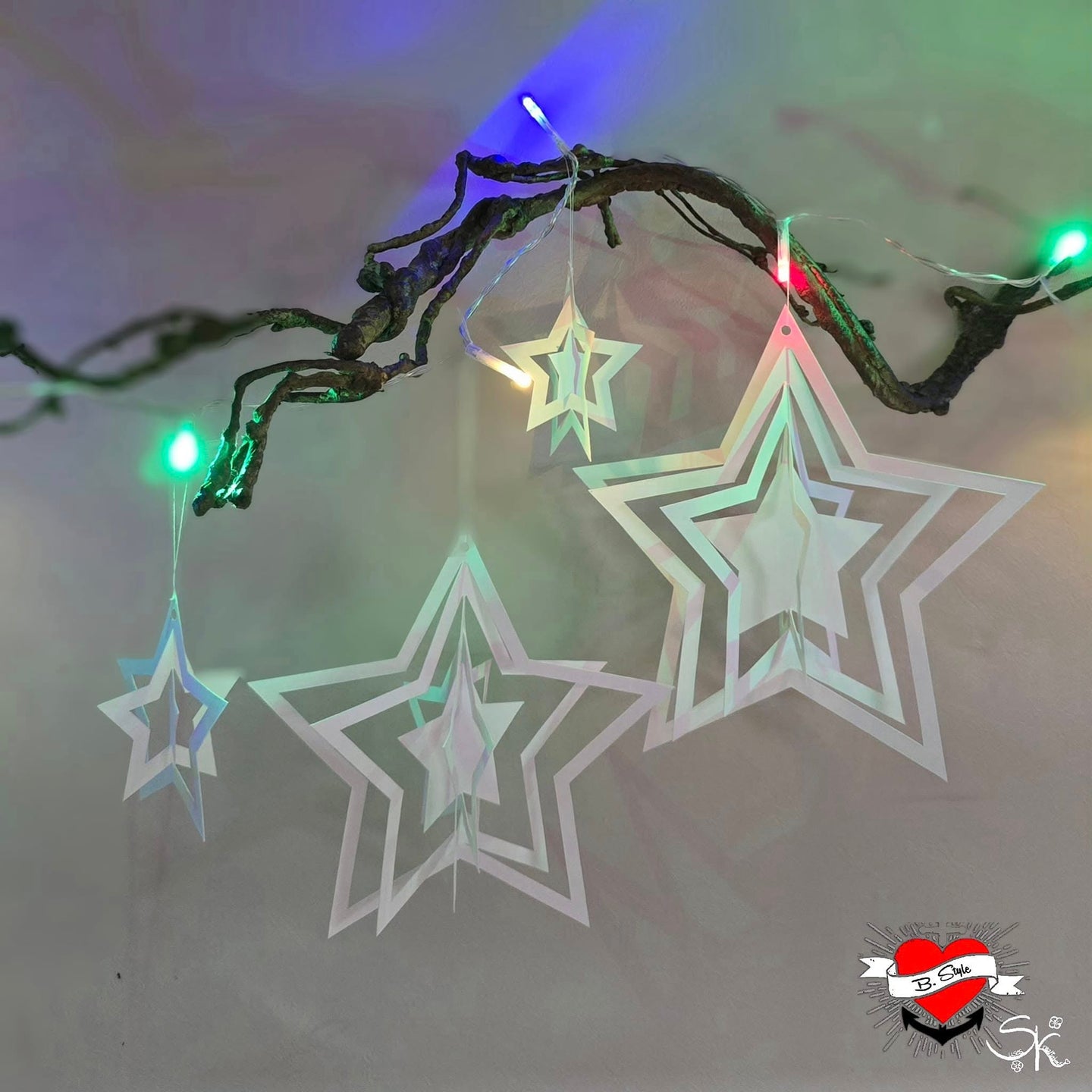 Sterne basteln zum Aufhängen, Deko Sterne Weihnachtsbaum DIY plotter datei Fenster Weihnachtssterne DIY
