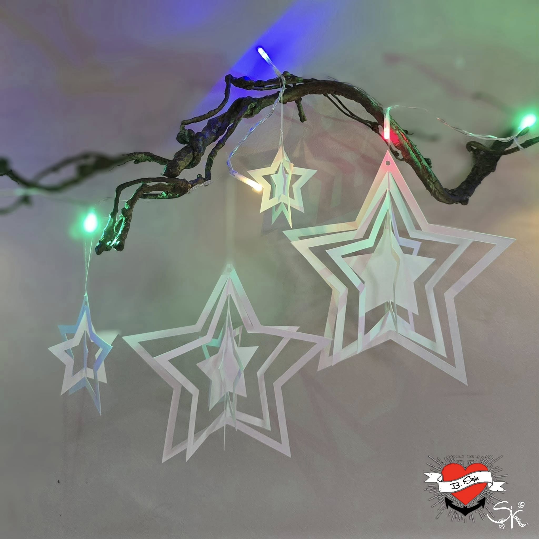 Sterne basteln zum Aufhängen, Deko Sterne Weihnachtsbaum DIY plotter datei Fenster Weihnachtssterne DIY