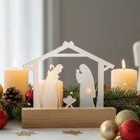 Stilvoller Easy-Sticks Acryl Krippe in satinierter Ausführung, dekorativer Aufsteller mit traditionellen Motiven, ideal für Weihnachtsdekoration oder Geschenke.