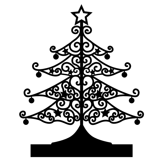 Elegante Weihnachtsbaum Plotterdatei mit kunstvollen Details von easy-sticks, perfekt für festliche DIY-Projekte und Weihnachtsdekorationen.