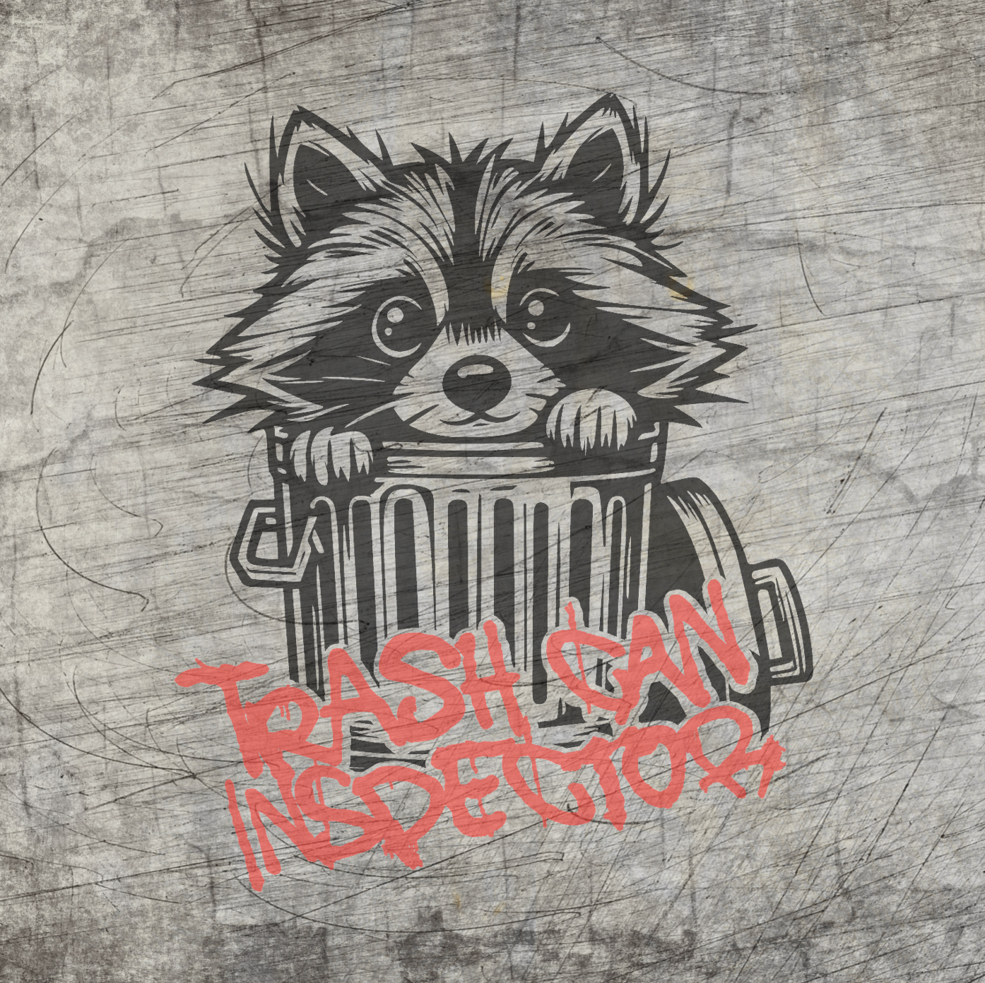 Plotterdatei - Waschbär im Müll Trash Can Inspector geplottet Vorschaubild