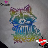 Plotterdatei - Waschbär im Müll Trash Can Inspector geplottet 