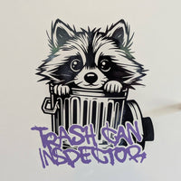Plotterdatei - Waschbär im Müll Trash Can Inspector geplottet auf Schranktür