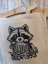 Plotterdatei - Waschbär im Müll Trash Can Inspector geplottet auf Tasche