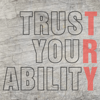 Gestalte kreative Projekte mit der "TRUST YOUR ABILITY" Plotterdatei von easy-sticks. Auf der Bildfläche ist eine beeindruckende Darstellung des Designs zu sehen, das die Worte "TRUST YOUR ABILITY" kreativ inszeniert, hervorragend geeignet für DIY-Projekte.