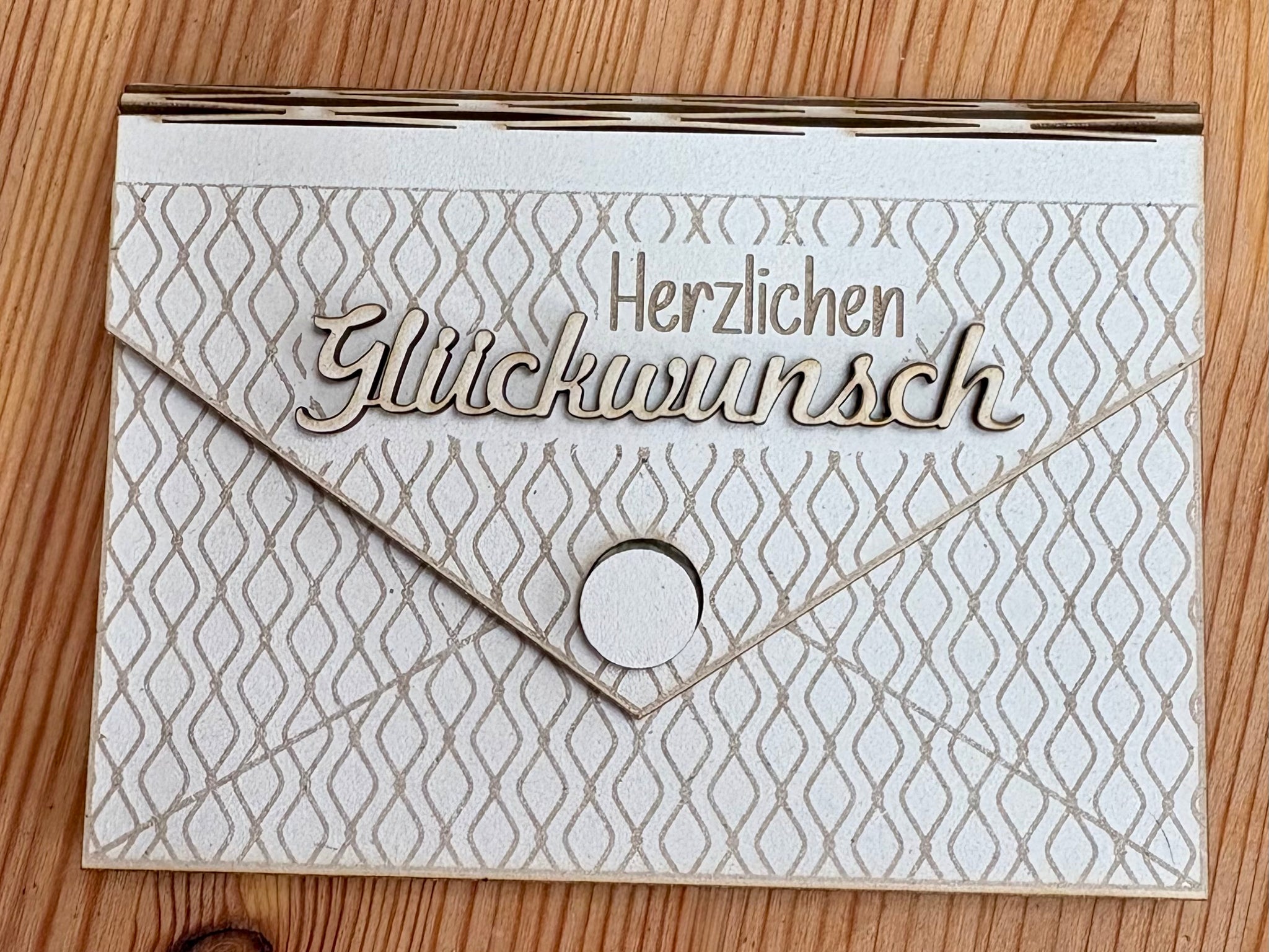 Plotter- und Laserdatei - Umschlag gelasert aus dünnem Holz - Herzlichen Glückwunsch