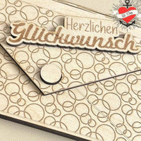 Plotter- und Laserdatei - Umschlag gelasert aus dünnem Holz Herzlichen Glückwunsch