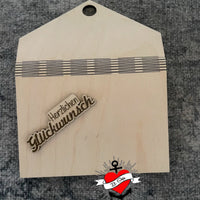 Plotter- und Laserdatei - Umschlag gelasert aus dünnem Holz Herzlichen Glückwunsch