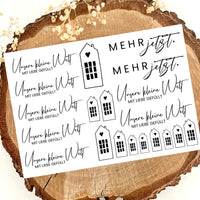 Rub Ons - Unsere kleine Welt mit Liebe gefüllt A5 in schwarz oder gold