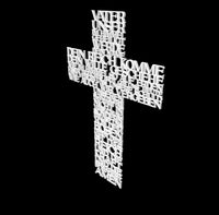 Ein dreidimensionales Modell eines Kreuzes mit dem Text 'Vater Unser'. Diese Kreation zeigt die Vielseitigkeit der Vater Unser Kreuz Plotter- und Laserdatei von easy-sticks.