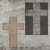 Zwei farbige VATER UNSER Kreuze von easy-sticks wirken elegant im Design. Das linke Kreuz ist braun, während das rechte Schwarz ist, beide zeigen den Text des Gebets.