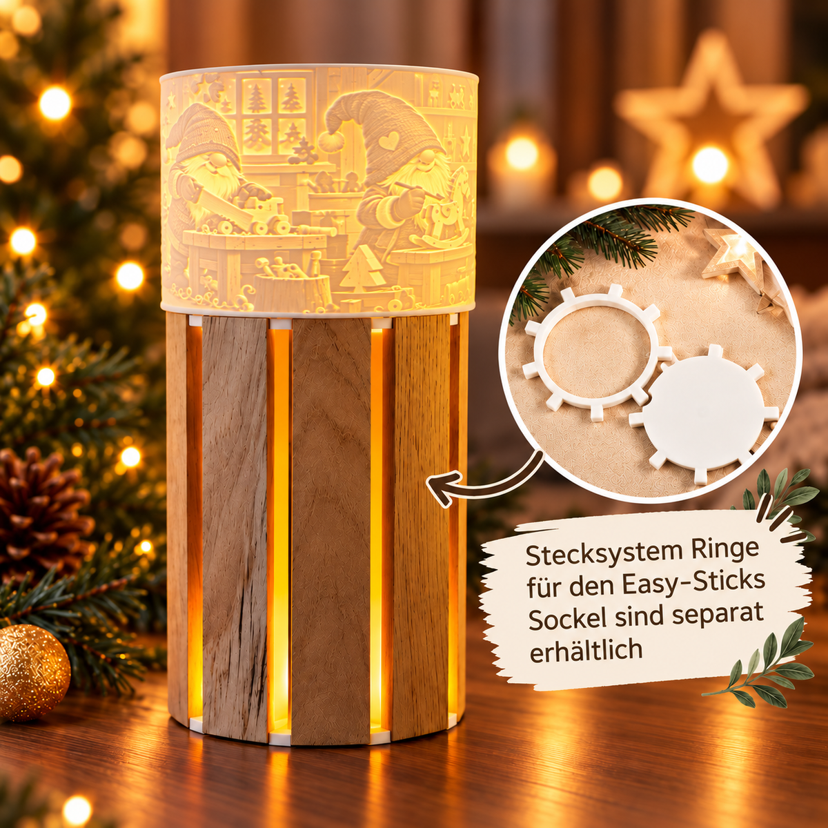 Wichtelwerkstatt Teelicht für runden Easy-Sticks Sockel – 3D-Druckdatei (3MF)