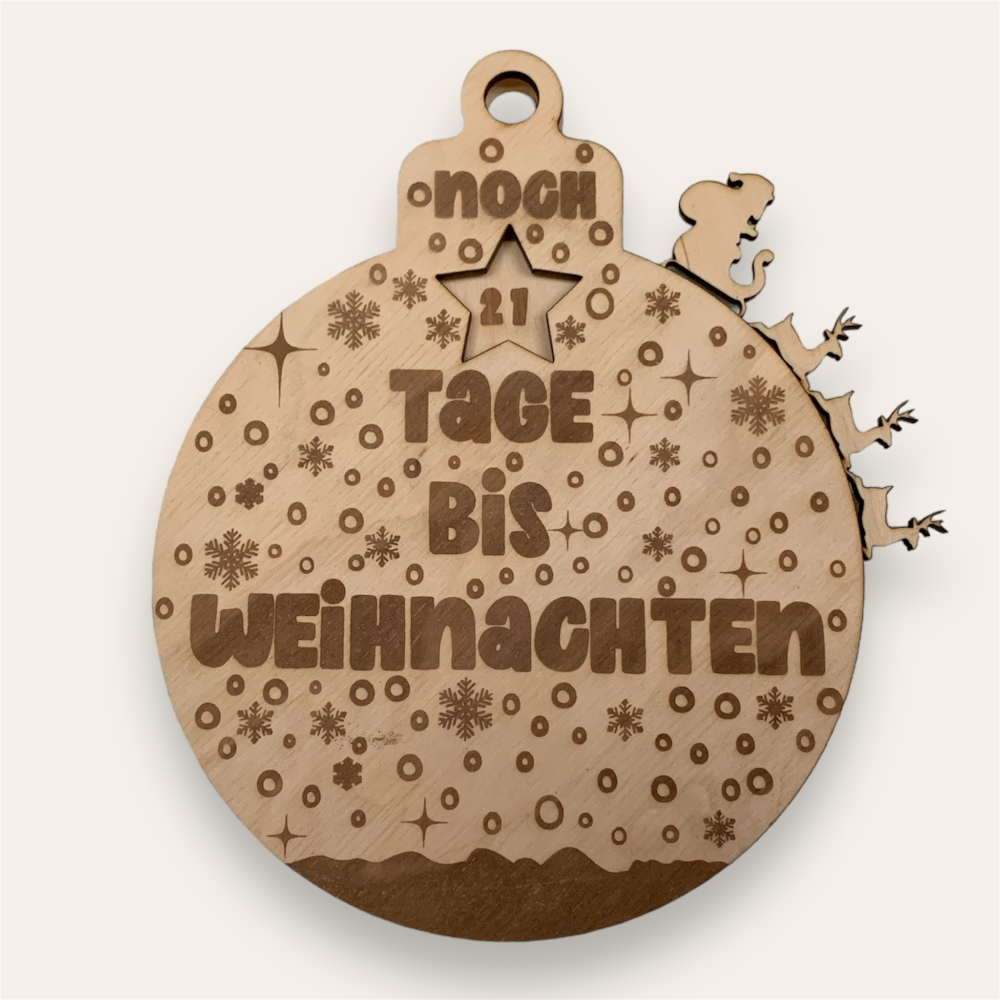 Weihnachtscountdown Weihnachtskugel Laserdatei zum Aufhängen noch ? Tage bis Weihnachten laser xtool