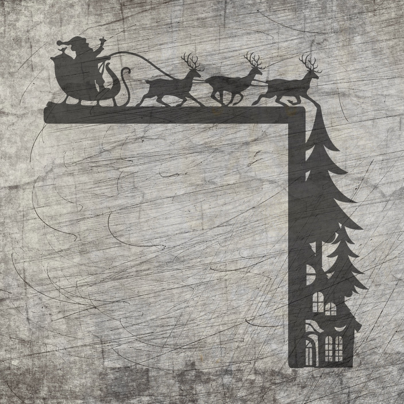 Weihnachtsmann Schlitten Rentiere Türrahmen Rahmen Weihnachtskantenhocker Plotterdatei zum doownloaden weihnachtsdekoration plotten Türrahmen datei laser