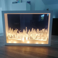 Weihnachtssilouette Adventskalender Winterlandschaft Nioklaus Kerzen Plotter und Laser Datei holz xtool holzlaser Winterwonderland weihnachtsbild