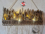 Weihnachtssilouette Adventskalender Winterlandschaft Nioklaus Kerzen Plotter und Laser Datei holz xtool holzlaser Winterwonderland