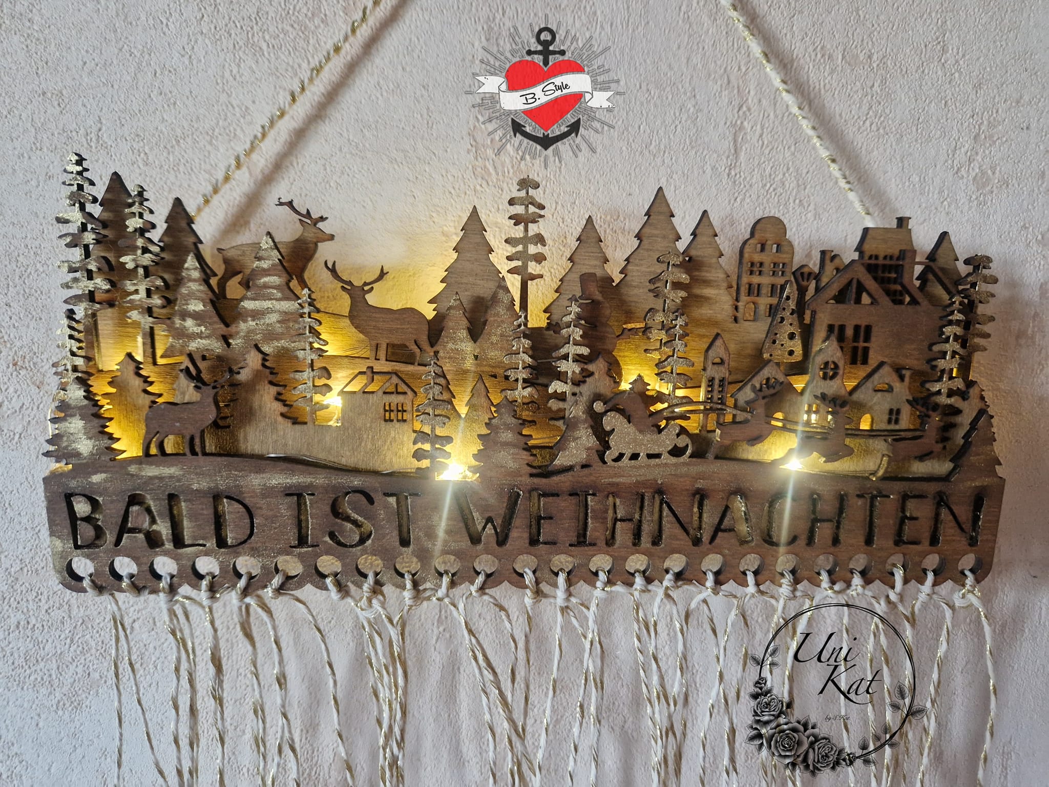 Weihnachtssilouette Adventskalender Winterlandschaft Nioklaus Kerzen Plotter und Laser Datei holz xtool holzlaser Winterwonderland