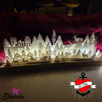 Weihnachtssilouette Adventskalender Winterlandschaft Nioklaus Kerzen Plotter und Laser Datei holz xtool holzlaser Winterwonderland schattenbox