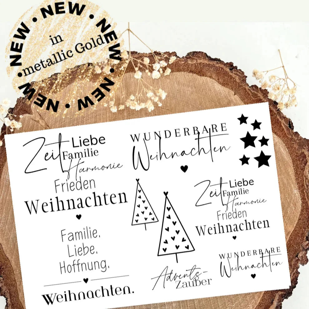 Goldene Rub Ons  kaufen für Weihnachten zum basteln- Randlose UV Sticker A5 Mit Wetterfestem Hochglanz Druck