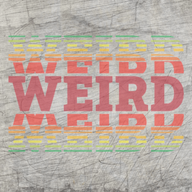 Bunte und kreative Darstellung des Wortes "Weird" auf einem strukturierten Hintergrund von easy-sticks. Perfekt für individuelle Plotterprojekte und DIY-Kreationen.